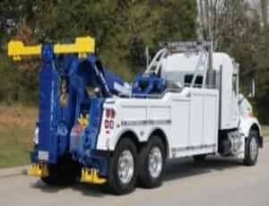 a white tow truck for heavy duty and wrecker service